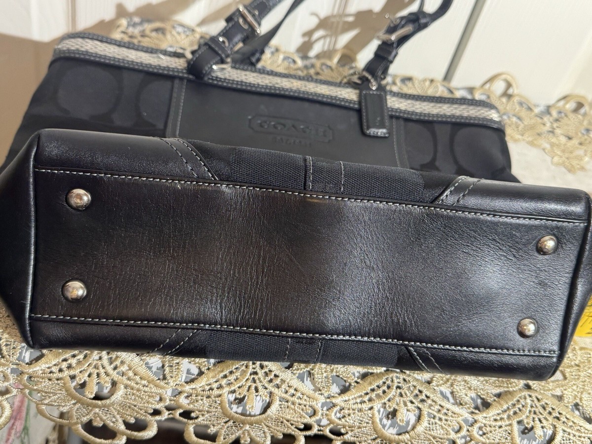 バッグ vintage design leather shoulder bag Coach Vintage Logo Quilted Shoulder Tote Bag Purse Black
