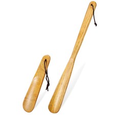 2Pcs Shoe Horns Wooden Shoehorns Long and Short Handle Lazy Shoe Horns