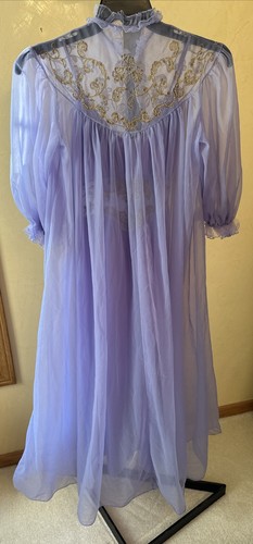 Vintage Nachthemd Robe langes Set Rogers lila gold Größe 32 - Bild 4 von 12