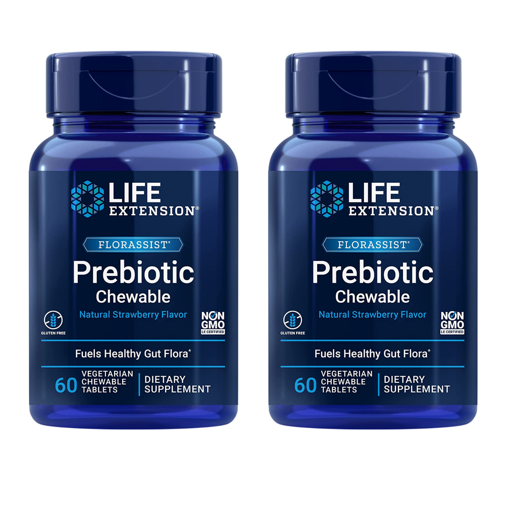 Life Extension FLORASSIST Prebiotic Feed Your Good Bacteria Chewable 2 Pack