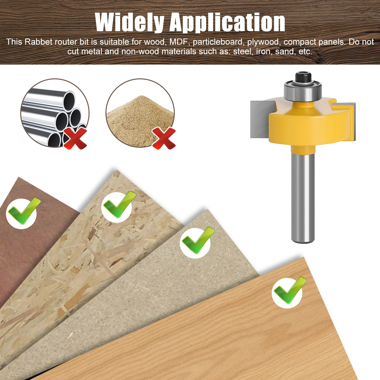 Rabbet Router Bit With 6 Bearings Set - 1/4\" Shank 6mm Shank Woodworking Cutter