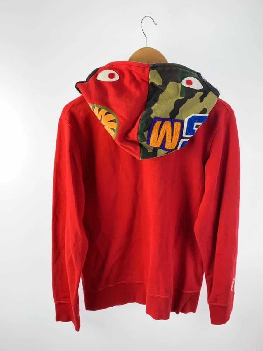 A BATHING APE (BAPE) Felpa con cappuccio APE DA BAGNO con cerniera cotone rosso M usata