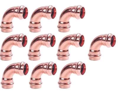 EZ-FLUID 10) 3/4" Press X Press 90 Degree Elbow Propress Press Pressure Copper Fittings