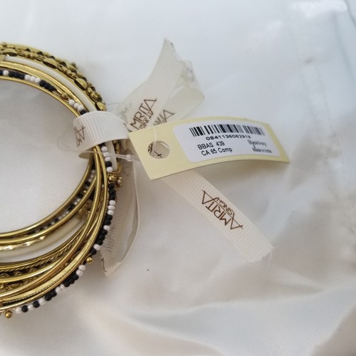 AMRITA SINGH - Preciosos 10 brazaletes - MARSELLA Negro y Crema - NUEVO CON ETIQUETAS - Imagen 4 de 4