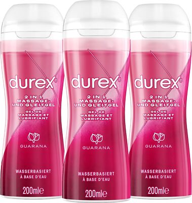 Durex 2in1 Massage Gleitgel Guarana Massage Applikator 3 x 200ml