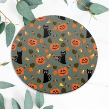 Halloween Cat Pumpkin Autumn Fall Mouse Pad Mat Office Desk Table Accessory Gift