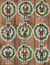 Nutcracker Wreath Die Cut Vinyl Stickers Set Scrapbooking Laptop WaterBottle