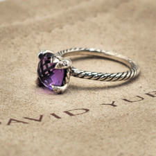 David Yurman 8mm Chatelaine Amethyst With Diamonds Ring Size 7