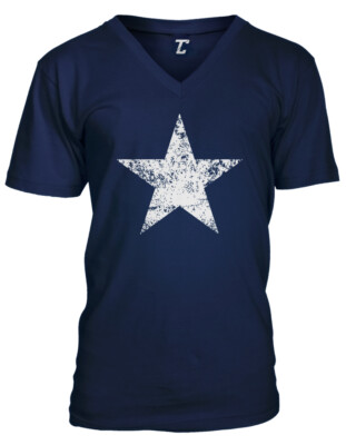 Distressed White Star - USA Flag 50 States Patriotic Unisex V-Neck T-shirt