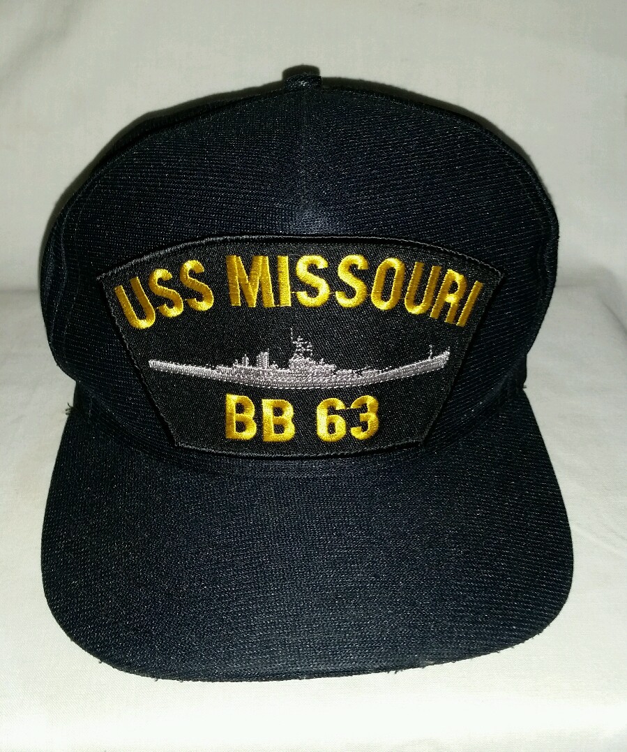 Nice US MISSOURI BB 63 Gold Embroidered On Dark Blue Hat Snap