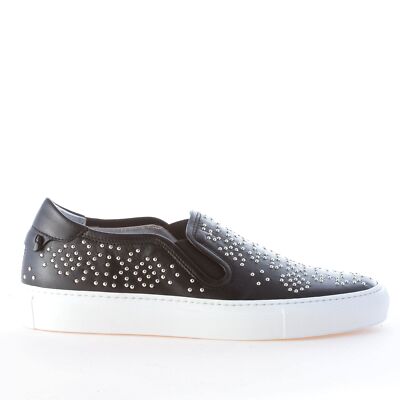 GIVENCHY damen schuhe women Black Street leather slip-on with silver-tone studs