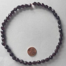 VINTAGE GENUINE FACETED FREE FORM SHAPE GARNET STRAND 16" BELOW WHOLESALE!!!