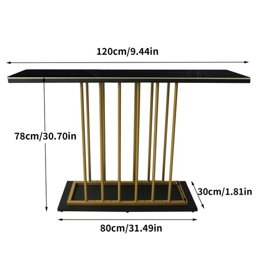Large Sintered Stone Metal Frame Console Sofa End Table Hallway Furniture Home - Picture 12 of 19