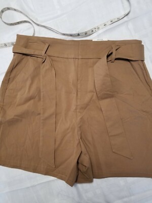 INC Women's High Rise Belted Chino Style Light Brown (Salty Nut) Shorts Size 12