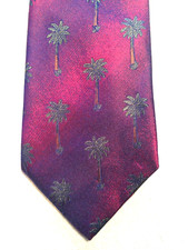 TANGO MENS TIE RED METALLIC ACCENT AND PALM TREE 3.75 X 61