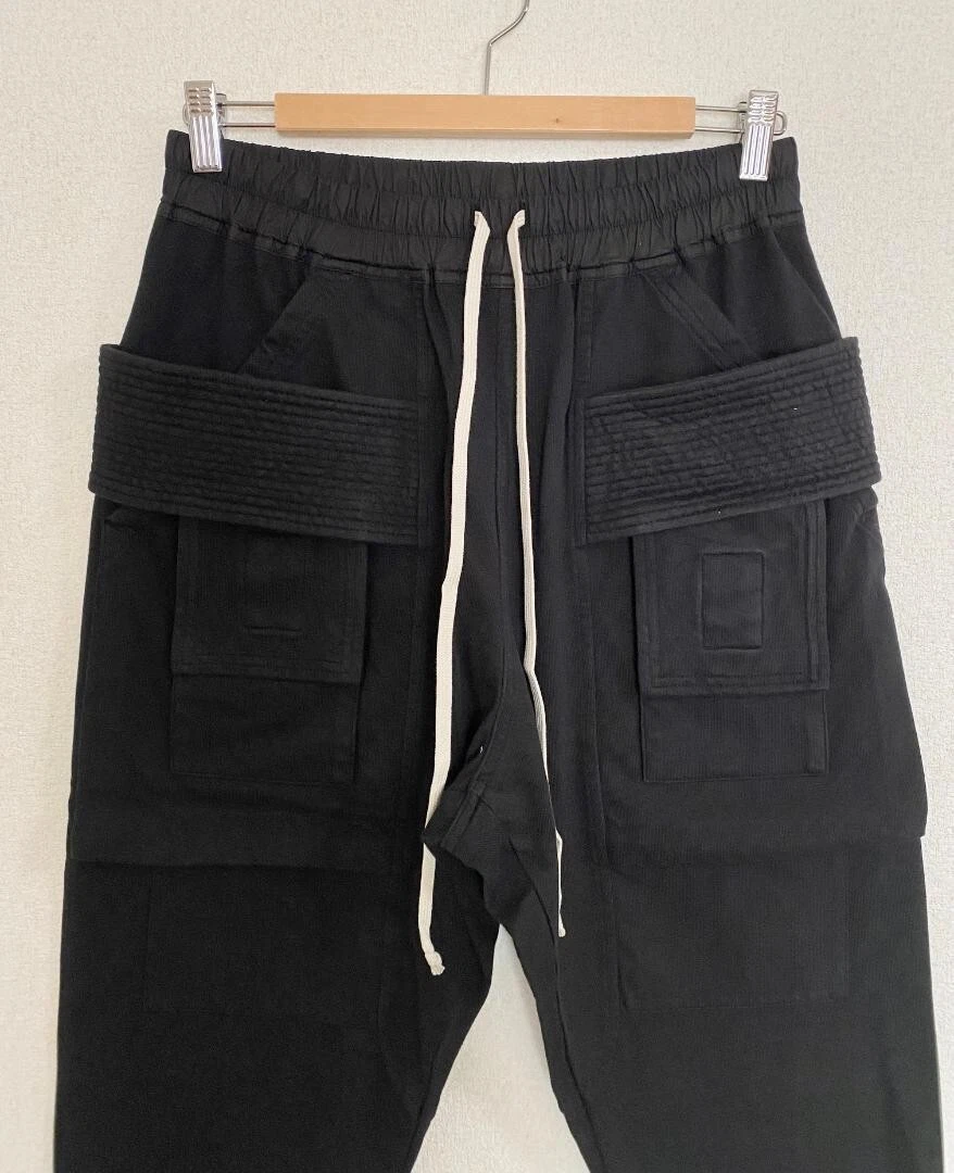 RICK OWENS DRKSHDW Creatch Cargo Cropped Drawstring Pants Men Size
