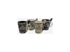 Gibson Bareggio 8pc Coffee with Spoon Set , 4 Designs Mr. Coffee 