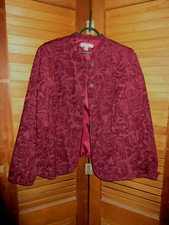 Coldwater Creek Jacket Blazer Womens Size PXL Jacquard Tapestry Cranberry Red