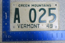 Vermont License Plate Tag 1949 49 Car Automotive Dealer DLR # A-025