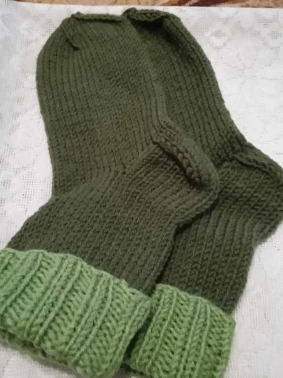 Handmade Wool Blend Socks Women Olive Green Cozy Winter Socks