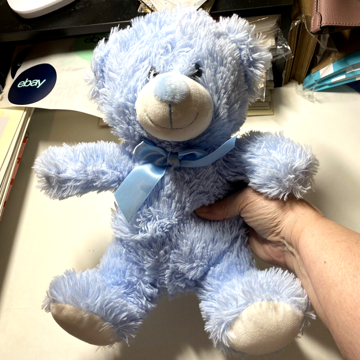 Kellytoy Small Light Blue Teddy Bear Plush Stuffed Animal with Bow