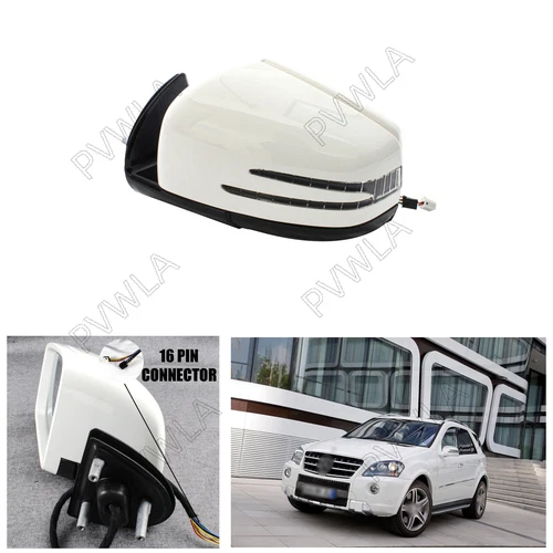 For Mercedes W/X164 05-11 16Pins White Heated Puddle Light Mirror Left Driver LH