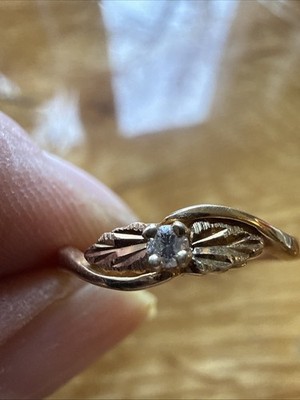 Vintage Landstrom's Black Hills Gold Diamant Bypass Ring 10K dreifarbig Größe 7,5