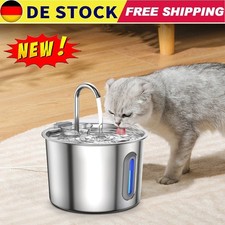Katzenbrunnen Edelstahl Trinkbrunnen für Katze 2.2L leiser Wasserspender Katzen