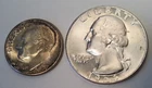 1964-D Quarter + 1957-P Dime.  Nice Coins Under Silver Melt Value.