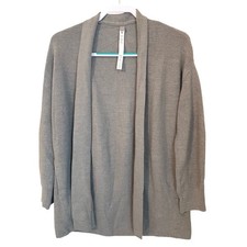 Lululemon Merino Wool-Blend Ribbed Long Wrap Sweater Heathered Gull Grey Size 2