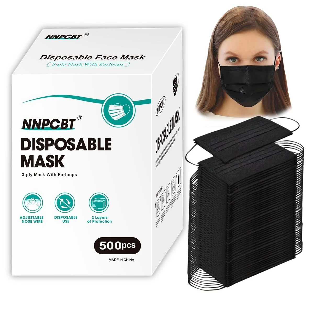 500PCS 3 ply black disposable masks filter mask
Opens in a new window or tab