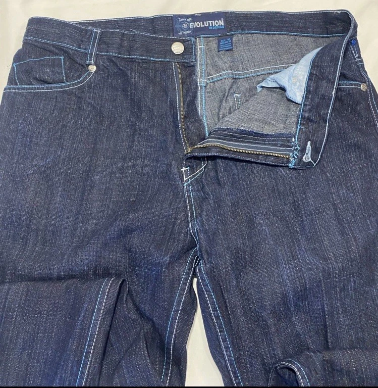 复古 Y2K EVOLUTION 牛仔牛仔裤 40X32 BAGGY 滑水 GOTH PUNK 宽腿 — 第 3/4 张图片