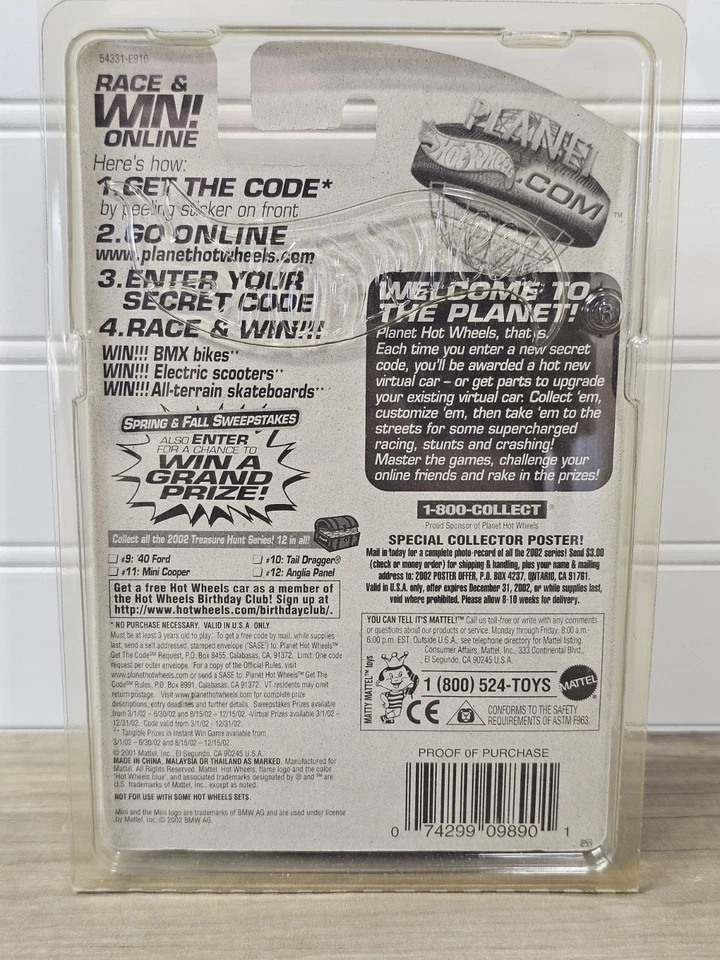 🔥Hot Wheels🔥 2002 Treasure Hunt Mini Cooper Black Real Rider Tires 💰 RARE - Image 4 of 4