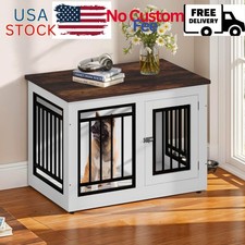 28" Dog Crate Furniture, Wooden Indoor Dog Kennel with Adjustable Feet and...