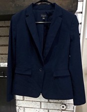 Ann Taylor Navy Blue Women  s Blazer Tailored One Button Career Jacket size 4
