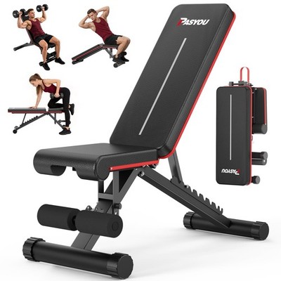 PASYOU Adjustable Weight Bench, 660LB Capacity Foldable Workout Bench with 10...