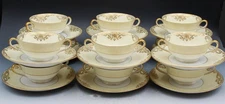 Vintage Noritake Porcelain Gainford Pattern Set of 12 Cream Soups & Saucers