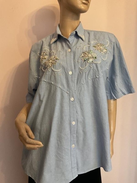 Women Golden Goose Shirt Blue Cotton 40 / L / 48