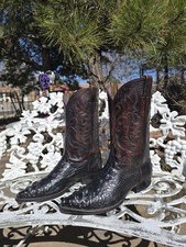 9.5D AMERICAN ALLIGATOR HEADCUT BLACK SNIPTOE VTG CUSTOM COWBOY WESTERN BOOTS