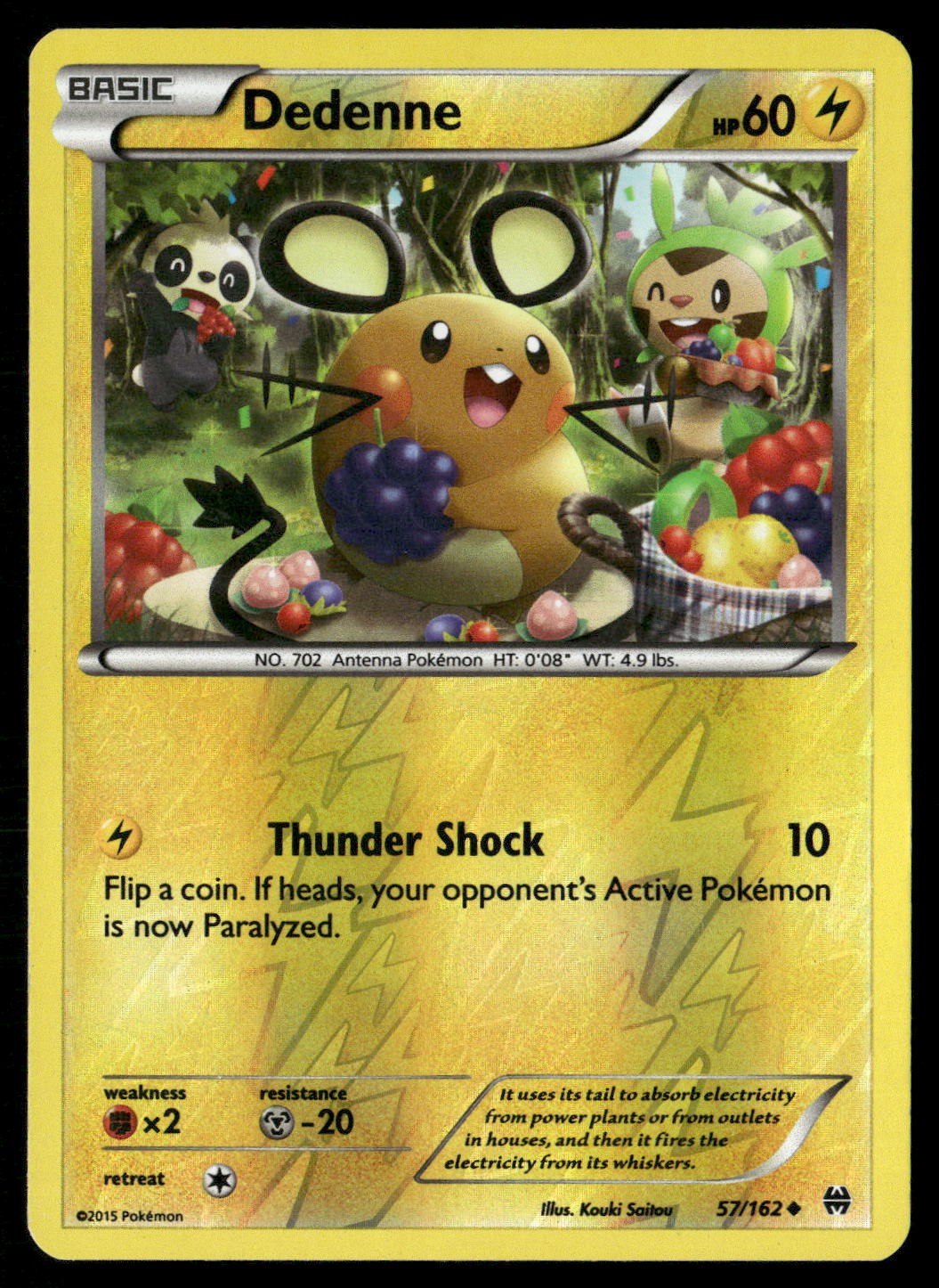 Dedenne 57/162 Uncommon BREAKthrough Pokemon Reverse Holo Moderately Played