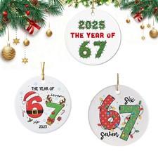 3PCS 67 Meme Funny Christmas Ornaments 2025, 6 7 B, 67 Ornament