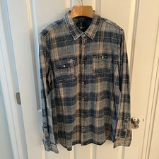 Buffalo David Bitton Button Up Shirt Men XL Blue Plaid Long Sleeve Cotton Work