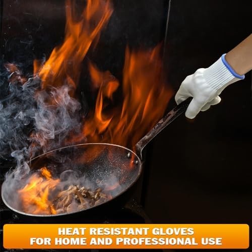 KETAR 2 Pairs Heat Resistant Gloves for Grilling - 9.5 Inch Durable Aramid BBQ