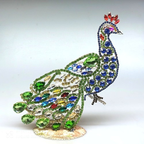 NEU - Unikat Strasssteine - Tschechische Handarbeit stehender Pfau