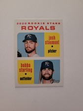2020 TOPPS HERITAGE JOSH STAUMONT BUBBA STARLING WHITE BORDER DUAL ROOKIE ROYALS