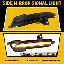 For 2015-2022 Ford Mustang Smoked Side Mirror LED Lens Turn Signal Light Lamps Y