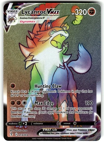 Lycanroc VMAX (Secret) Holo Secret Rare SWSH07: Evolving Skies 213/203 NM