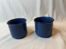 MARLBORO Unlimited Coffee Mugs Speckled Blue Ceramic Set of 2 Vintage Camping