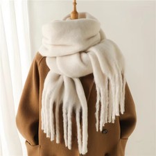 Écharpe Femme Hiver Effet Cachemire Châle Pashmina Franges Chaude Douce Cadeau