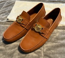         Versace Men's Brown 100% Leather Gold Medusa Loafers Size 40